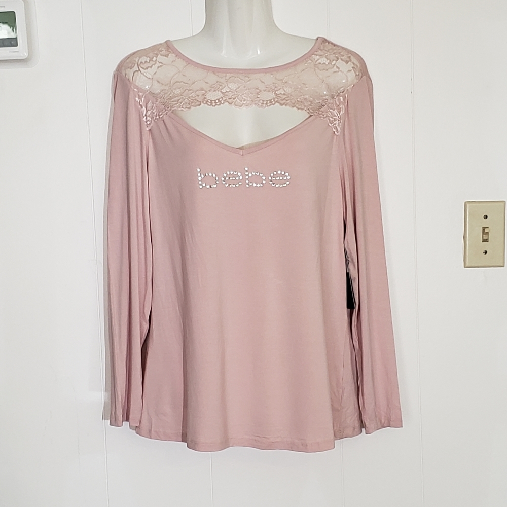 Bebe Lace Cutout Top Size 1X